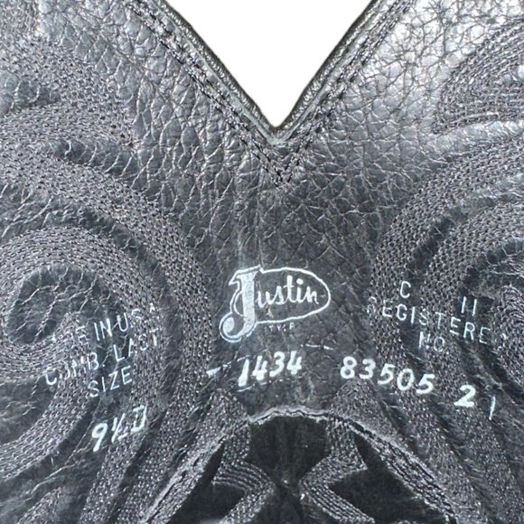 Men's Justin Classic Cowboy Western Boots with Black Corona Cowhide Foot SZ 9.5D - Picture 10 of 10